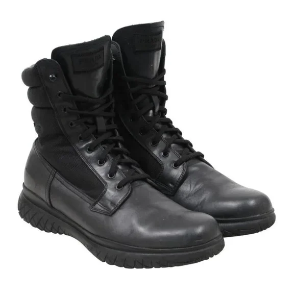 Prada | Shoes | Prada Men Combat Boots Us Uk9 Black Leather  display picture 3
